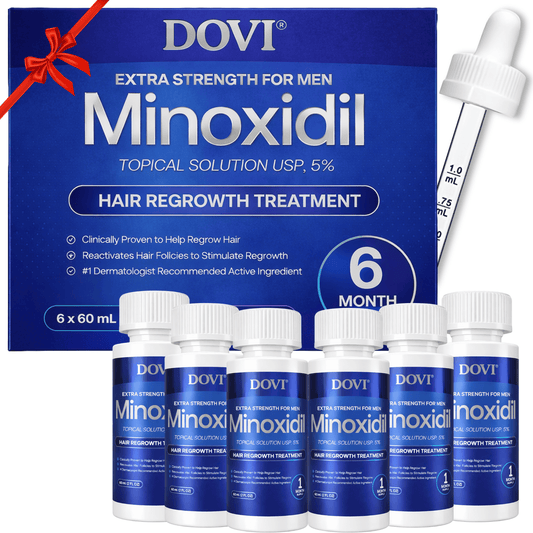 Dovi Minoxidil 5% Hair Regrowth Treatment for Men – Extra Strength Topical Solution, 6 Month Supply